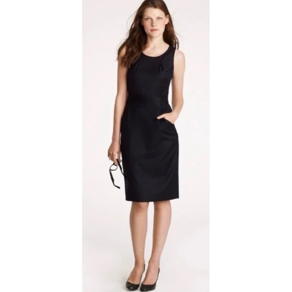 J.Crew Super 120s Wool Sheath Dress‎ Black Sleeveless Work Wear 24155 0
